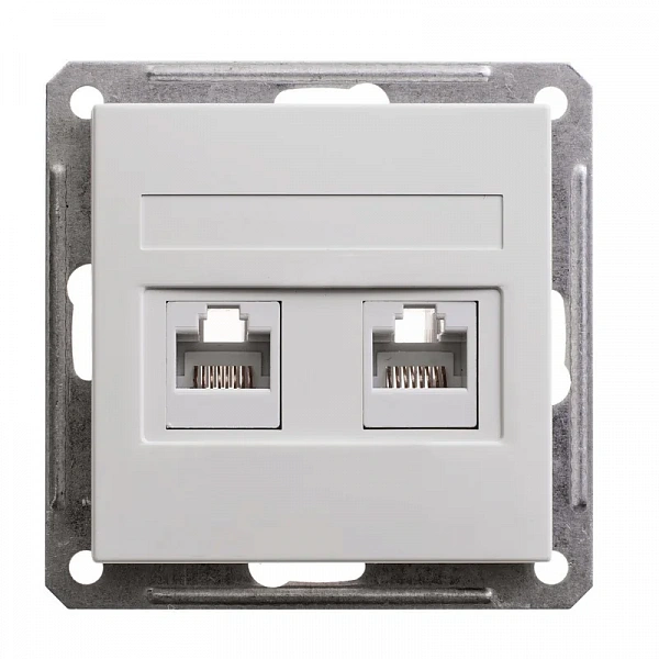 W59 РОЗЕТКА двойная RJ11+RJ45, 160В, 1А, кат.5Е, механизм, БЕЛЫЙ