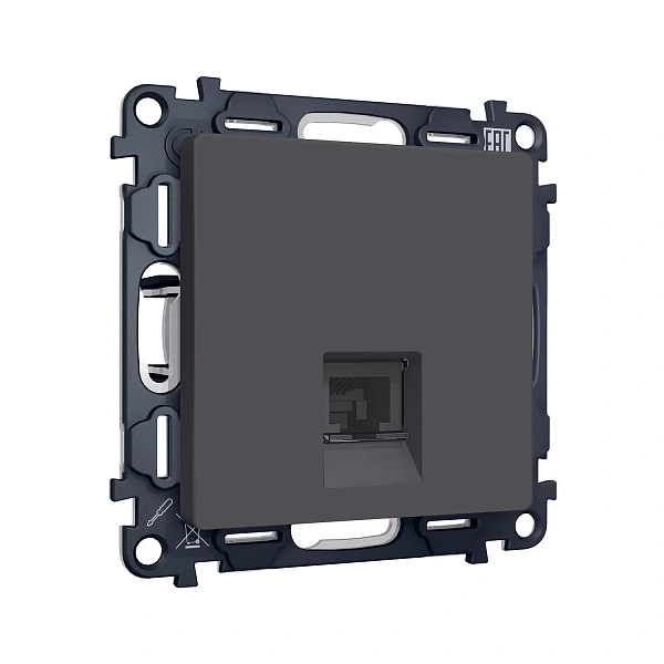 Комплект механизма компьютерной розетки ALFA MA912010 Графит мягкое касание RJ-45(8P8C) CAT6 1000 Ba