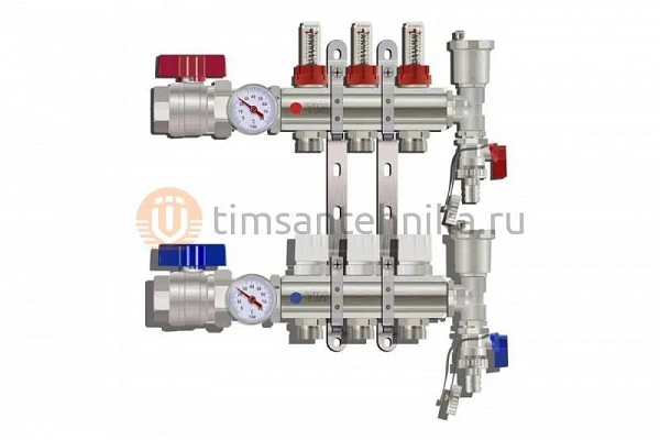 Коллекторная группа Tim (KA003) 1" ВР, 3 отводов 3/4"