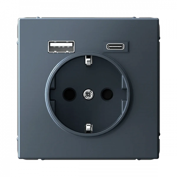 ARTGALLERY РОЗЕТКА 16А с 2 USB A+C, 5В/2,4А/3,0А, 2х5В/1,5А, механизм, ГРИФЕЛЬ