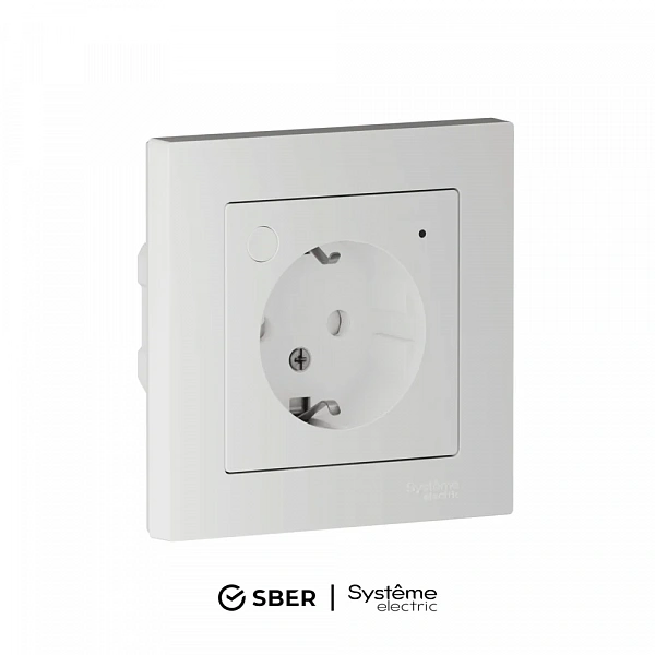 ATLASDESIGN SMART РОЗЕТКА с заземл., со шт., Zigbee, L+N, 16А, мех., БЕЛЫЙ