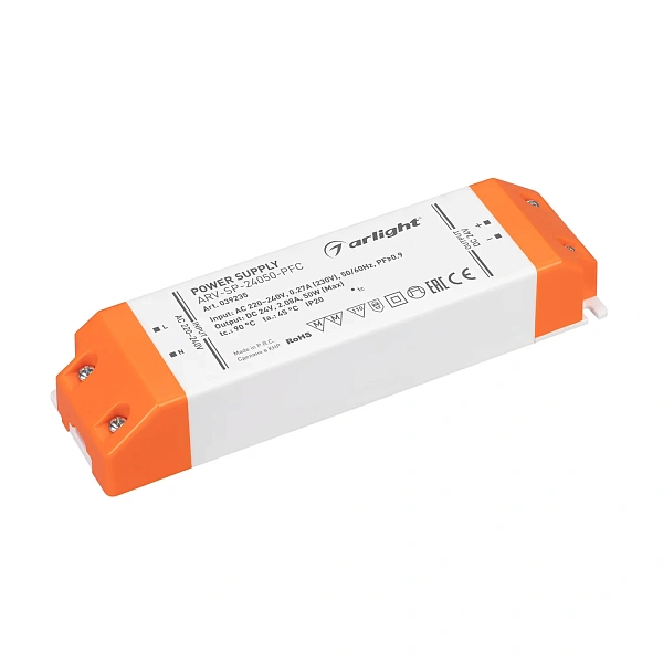 Arlight Блок питания ARV-SP-24050-PFC (24V, 2.08A, 50W) (IP20 Пластик, 5 лет)