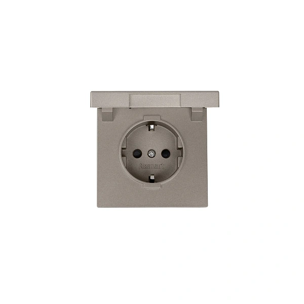 Розетка SCHUKO© с крышкой и защитными шторками 16A 250V~ 2P+T, цвет Бронза