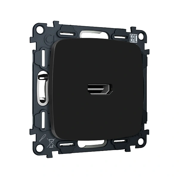 Комплект механизма розетки HDMI 2.0 OMEGA MO814010 Черный матовый 40V/500mA 2.0GHz 5-18Gbit/s QUANT