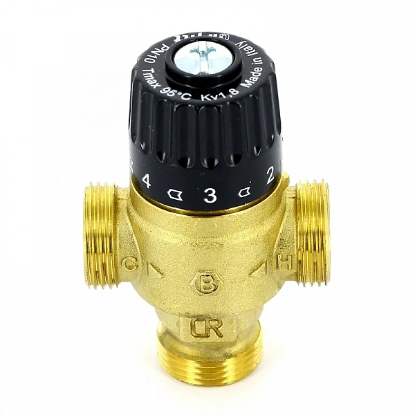 Клапан Н 3/4" термосмесительный 30-65˚С, смешение в центр, латунный Uni-Fitt