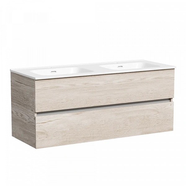 Тумба подвесная SANCOS Urban 1190х450х550, c двумя ящиками оснащенными доводчиками, дуб галифакс нат