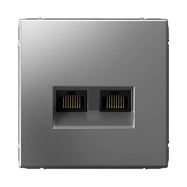 ARTGALLERY РОЗЕТКА двойная компьютерная RJ45+RJ45, кат. 5е, механизм, СТАЛЬ