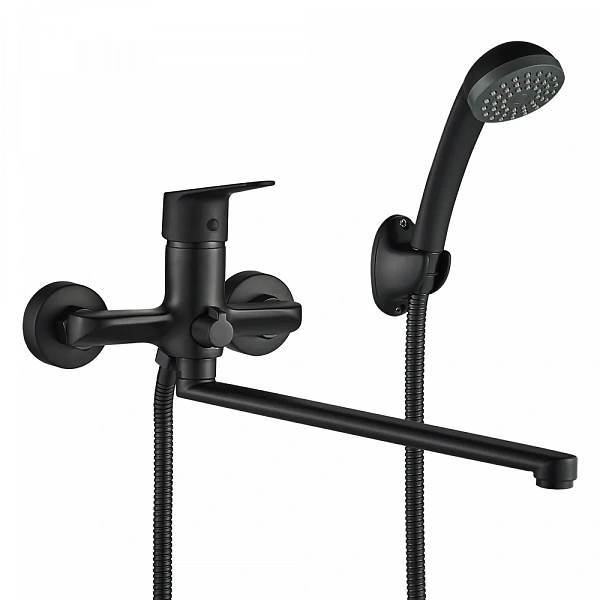 WESNAART Смеситель для ванны с длинным изливом NOVA, NOV03-320Black, (10 шт. в 1 уп.)