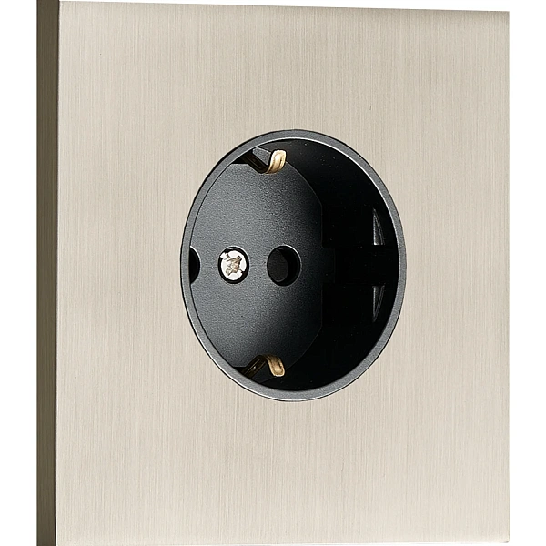 Donel N96  Розетка Schuko с заземлением, со шторками 16A 250 В~ , Никель, серия DT