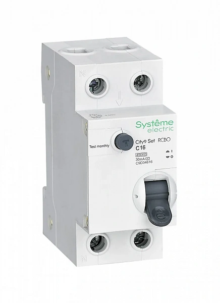 Systeme Electric City9 Set Авт. выкл. диф. тока (АВДТ) 1P+N С 16А 4.5kA 30мА Тип-AС 230В