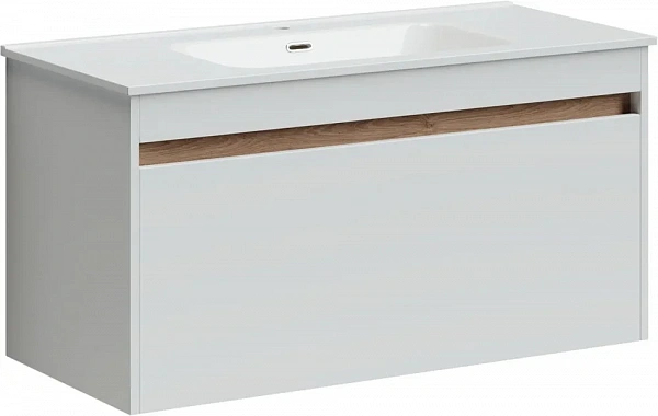Тумба подвесная SANCOS Smart 990х450х500, c двумя ящиками оснащенными доводчиками, белый глянец , ар