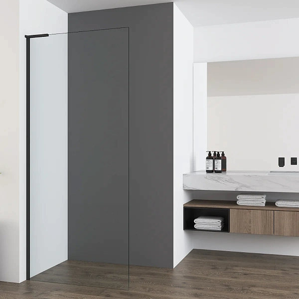 Душевая перегородка Волк-Ин (Walk-In) VSW-7HA700CLB, 700*2000, черный матовый, стекло прозрачное