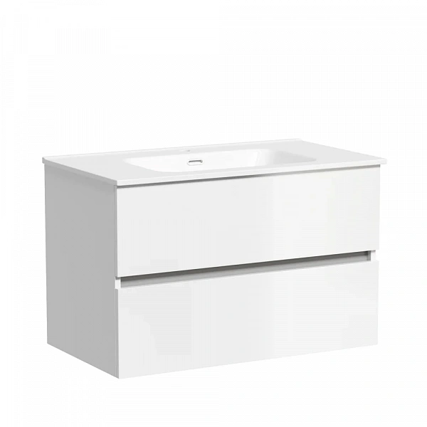 Тумба подвесная SANCOS Urban 790х450х550, c двумя ящиками оснащенными доводчиками, белый глянец , ар