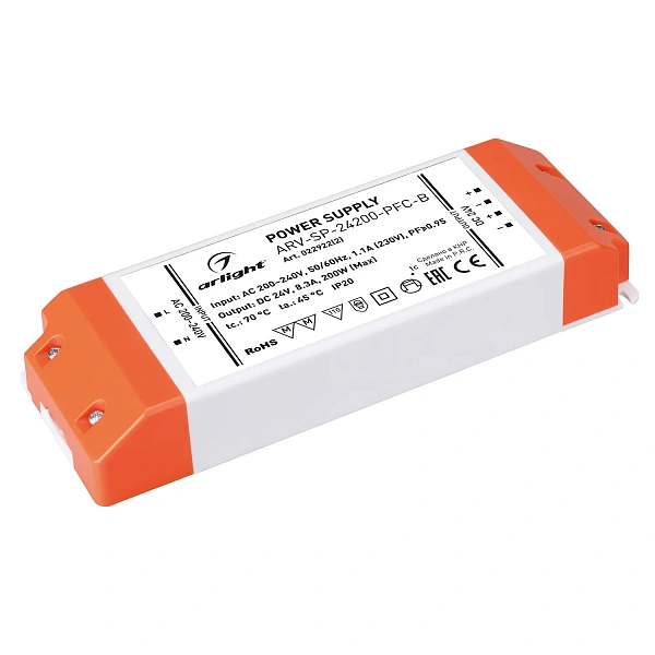 Arlight Блок питания ARV-SP-24200-PFCB (24V, 8.3A, 200W) (Arlight, IP20 Пластик, 5 лет)