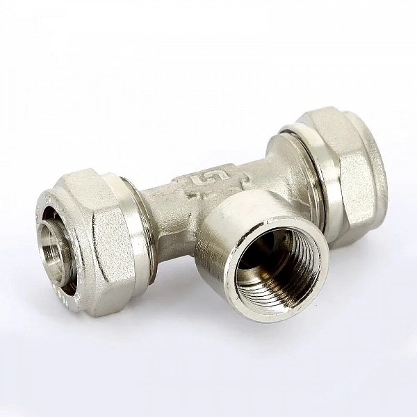 Тройник обж-В-обж 20 х 1/2' x 20 никелированный Uni-Fitt