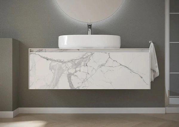 Тумба подвесная SANCOS Stone из керамогранита с одним выдвижным ящиком и столешницей из керамогранит