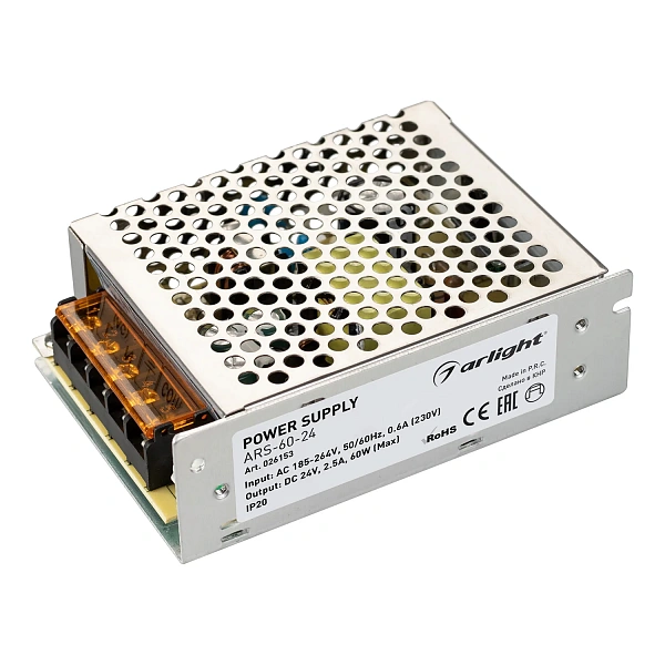 Arlight Блок питания ARS-60-24 (24V, 2.5A, 60W) (IP20 Сетка, 2 года) 026153(Аркон)