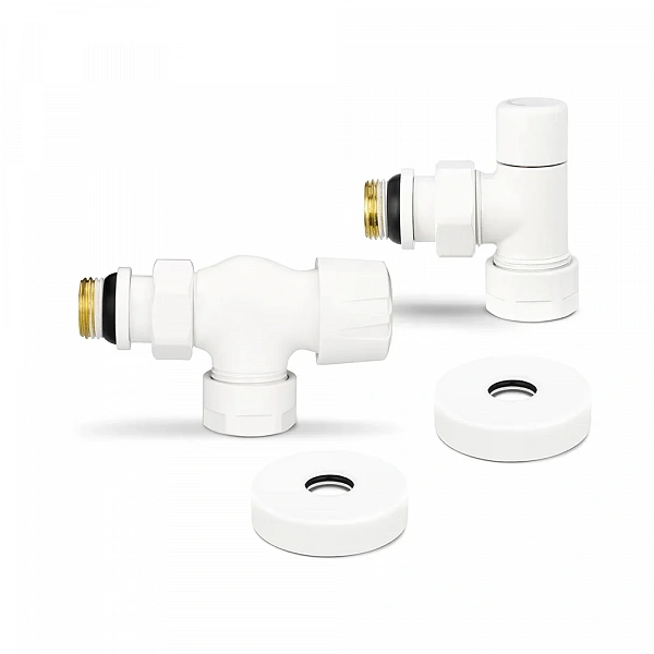 Комплект радиаторных клапанов Varmega №3, 1/2" x 3/4"EK, осевой, белый