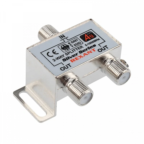 Делитель ТВ х 2 + 3шт. F "BOX" 5-1000 МГц "Silver" Rexant