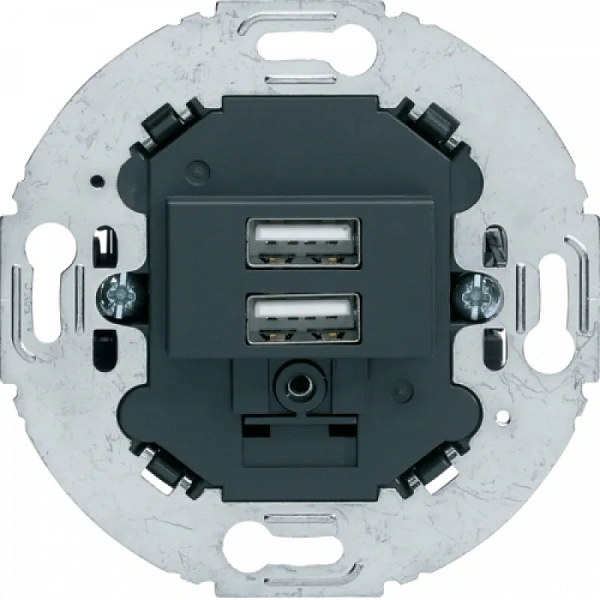 2-ая USB-розетка для подзарядки, круглый суппорт, 230 V, 3.0A цвет: антрацит