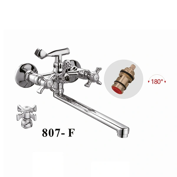 Смеситель для ванны  с длинным изливом D-lin D147807-F, хром