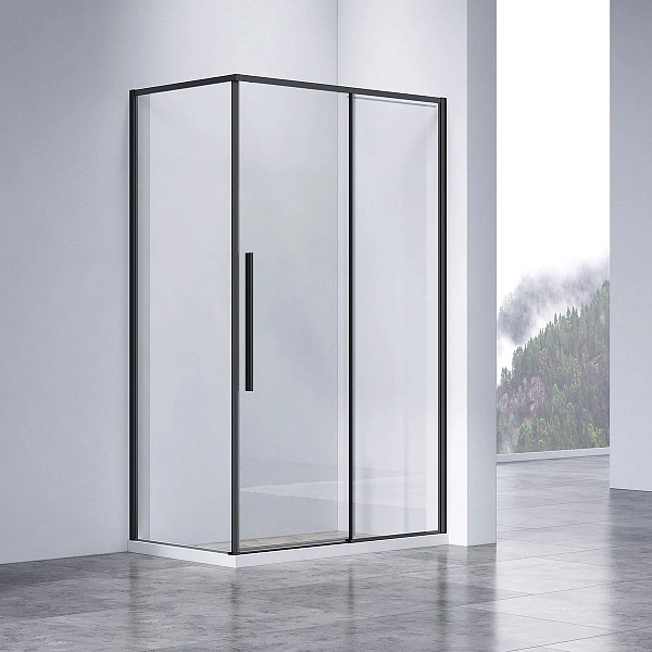 Душевой уголок Vincea Slim-N VSR-4SN8011CLB, 1100*800, черный, стекло прозрачное