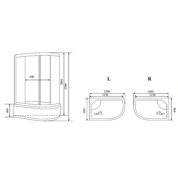 Timo Lux T-7720 R душевая кабина 120*85*220