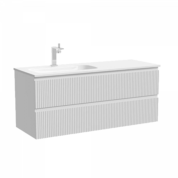 Тумба подвесная SANCOS Snob R левая 1195х445х500, c двумя ящиками оснащенными доводчиками, Bianco, а
