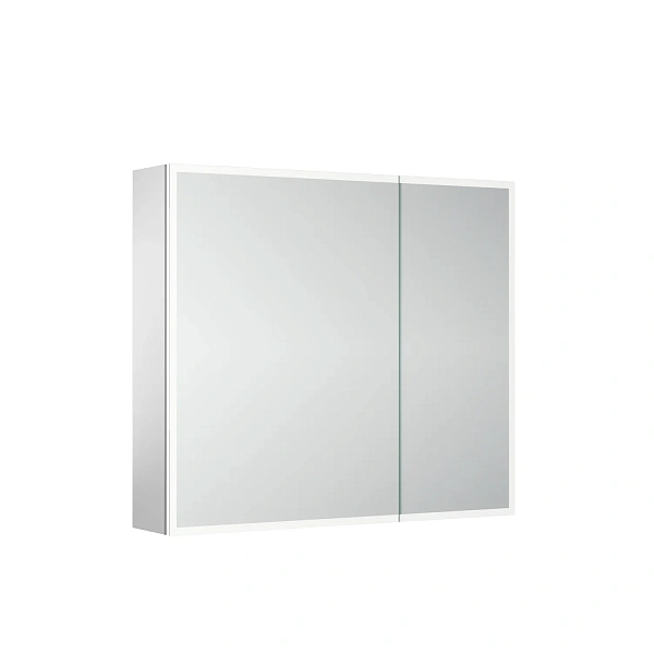 Зеркальный шкаф для ванной комнаты из алюминия SANCOS Evoke 800x700х136 мм с LED подсветкой арт. SC8