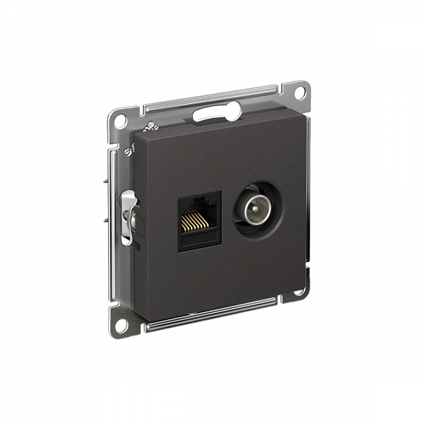 ATLASDESIGN РОЗЕТКА двойная ТВ + компьютерная RJ45, кат. 5Е, БАЗАЛЬТ