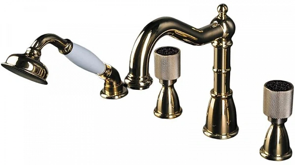 Boheme Смеситель врезной 4 отв. ROYAL CRYSTAL BLACK, золото_Комплект