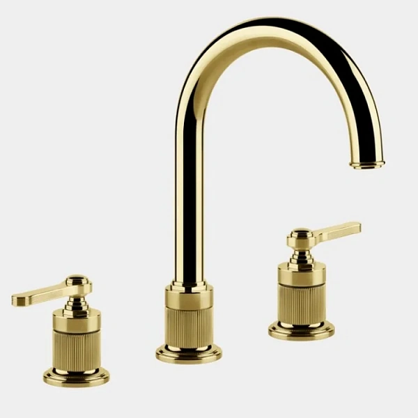 Gessi Venti20 Смеситель для раковины, на 3 отв., излив 17.2см., цвет: Gold PVD