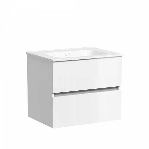 Тумба подвесная SANCOS Urban 590х450х550, c двумя ящиками оснащенными доводчиками, белый глянец , ар