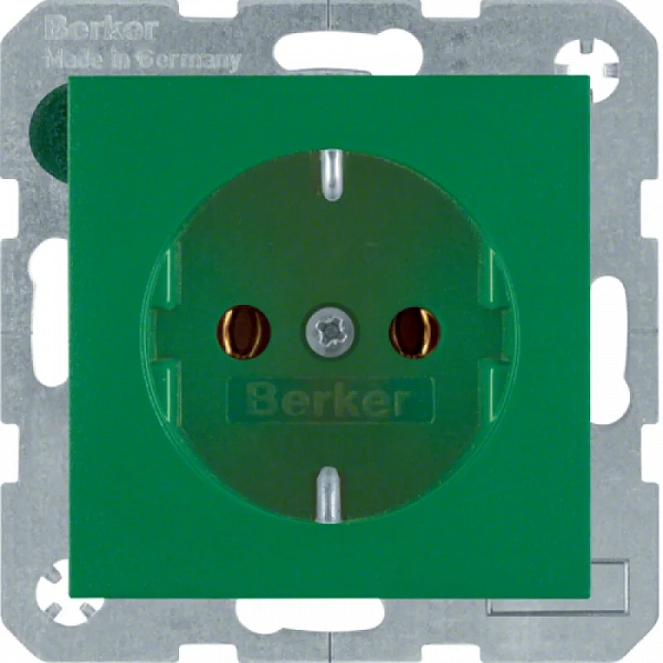 Штепсельная розетка SCHUKO цвет: зеленый, матовый Berker S.1/B.1/B.3/B.7 Glas
