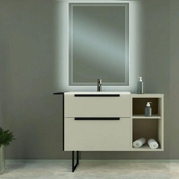 URBAN Тумба под раковину с двумя выдвижными ящиками 55159 Spatolato bianco, 74x46x62