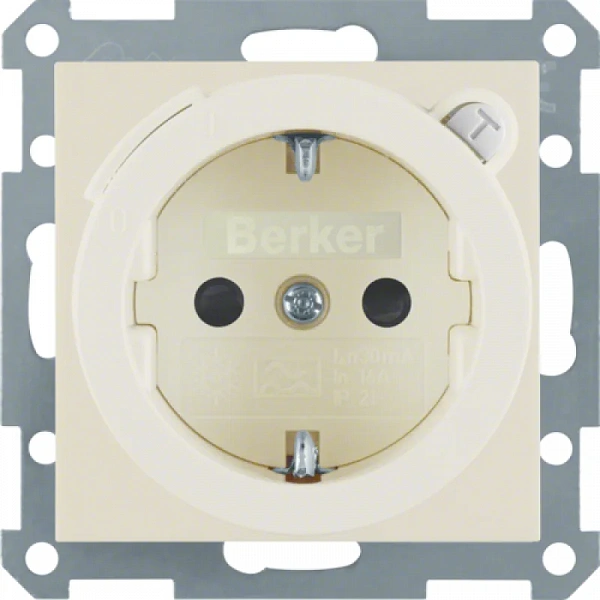 Штепсельная розетка SCHUKO с УЗО цвет: белый, с блеском Berker S.1