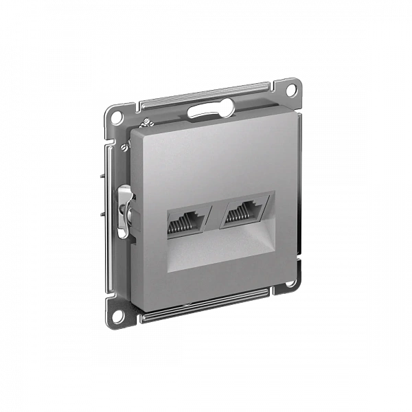 ATLASDESIGN РОЗЕТКА двойная компьютерная RJ45+RJ45, кат.5Е, механизм, АЛЮМИНИЙ