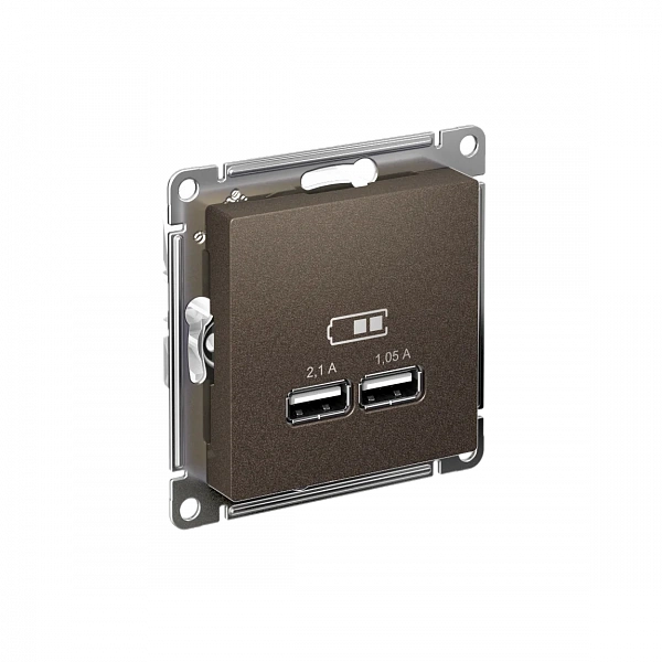 ATLASDESIGN USB РОЗЕТКА A+A, 5В/2,1 А, 2х5В/1,05 А, механизм, МОККО
