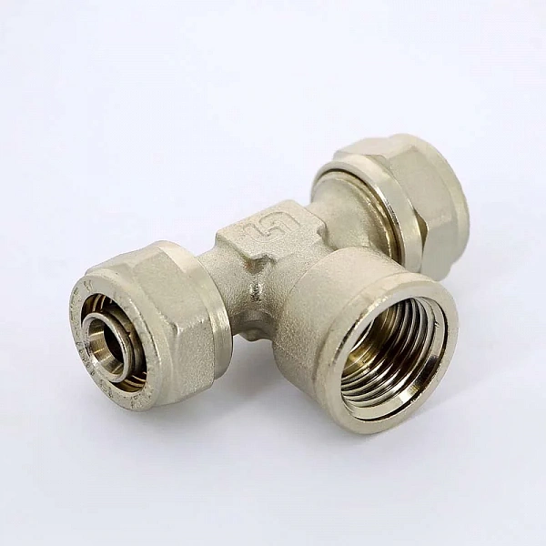 Тройник обж-В-обж 16 х 1/2' x 16 никелированный Uni-Fitt