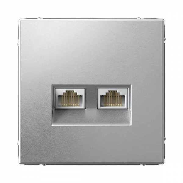 ARTGALLERY РОЗЕТКА двойная компьютерная RJ45+RJ45, кат.6А, механизм, АЛЮМИНИЙ