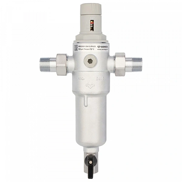 Фильтр сетчатый промывной, комбинированный Varmega VM22901, 1/2", PN25, для ГВС и ХВС