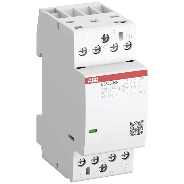 Контактор АВВ 25-40 ESB25-40N-06 модульный (25А АС-1, 4НО), катушка 230В AC/DC