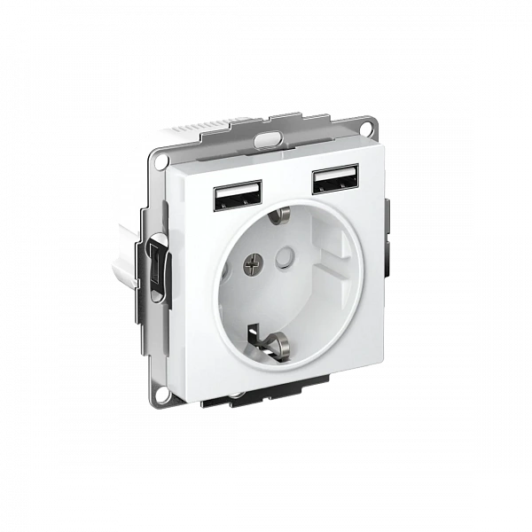 ATLASDESIGN РОЗЕТКА 16А c 2 USB A+A, 5В/2,4А, 2х5В/1,2А, механизм, ЛОТОС