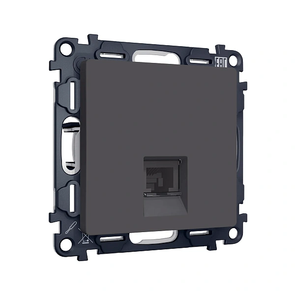 Комплект механизма телефонной розетки ALFA MA912030 Графит мягкое касание RJ-11(4P4C) с автоматическ