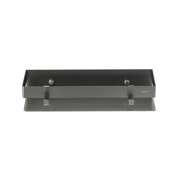 Полка для душа прямая Lemark 300 мм SHELF LINE из нерж. стали с крючками, графит