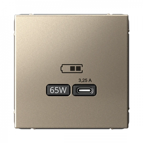 ARTGALLERY USB РОЗЕТКА тип-С 65Вт высокоскор.заряд. QC, PD, механизм, ШАМПАНЬ