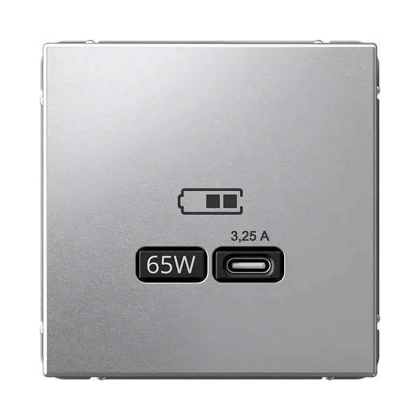 ARTGALLERY USB РОЗЕТКА тип-С 65Вт высокоскор.заряд. QC, PD, механизм, АЛЮМИНИЙ