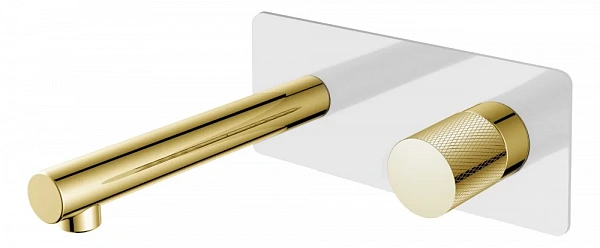 Boheme Смеситель STICK из стены WHITE TOUCH GOLD