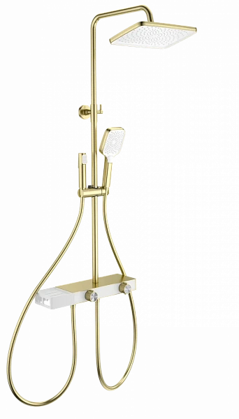Душевая система с термостатом WONZON & WOGHAND Shelf, Брашированное золото (WW-B4161-BG), шт