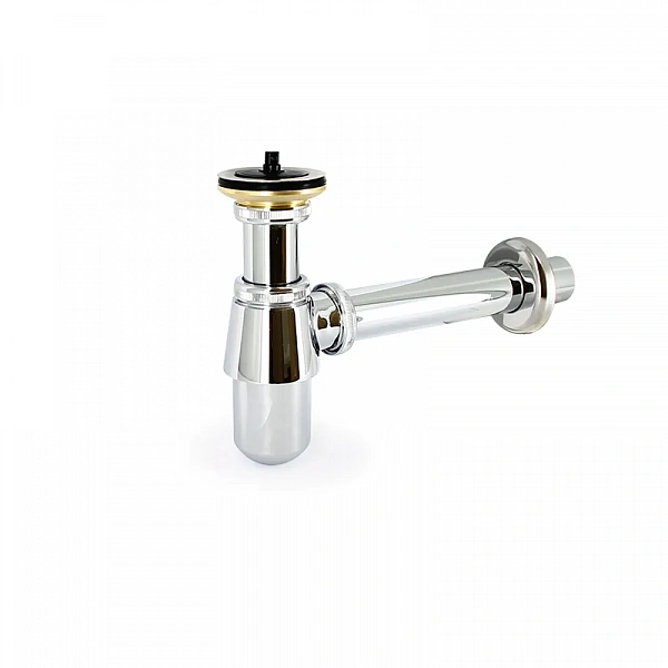 Uni-Flow Сифон бутылочный Classic 1 1/4" с выпуском и пробкой, отвод 200 мм, с розеткой, хром
